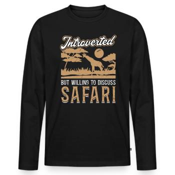 Introvertiert, Aber Gesprächsbereit Über Safari - Männer Premium Bio Langarmshirt - Schwarz - Vorne - Nico (187cm)