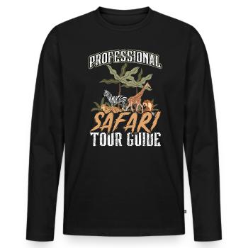 Guide de safari professionnel - T-shirt manches longues Premium bio Homme - noir - Devant - Nico (187cm)