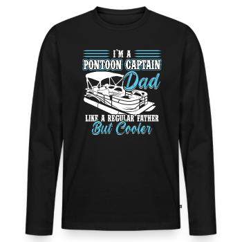 Je suis un capitaine de ponton papa - Bateau ponton - T-shirt manches longues Premium bio Homme - noir - Devant - Nico (187cm)