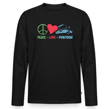 Peace Love Pontoon - Pontoon boat - Men's Premium Organic Long Sleeve Shirt - black - Front - Nico (187cm)
