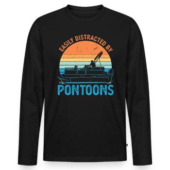 Facilement distrait par les pontons - Pontoon Boat - T-shirt manches longues Premium bio Homme - noir - Devant - Nico (187cm)