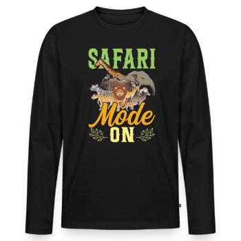 Safari Mode On - Family Safari - Men's Premium Organic Long Sleeve Shirt - black - Front - Nico (187cm)