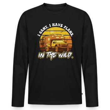 Ich Kann Nicht - Ich Habe Pläne - In Der Wilden - Männer Premium Bio Langarmshirt - Schwarz - Vorne - Nico (187cm)