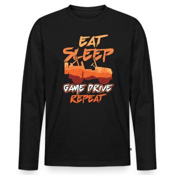 Eat Sleep Game Drive Répéter - Safari en famille - T-shirt manches longues Premium bio Homme - noir - Devant - Nico (187cm)