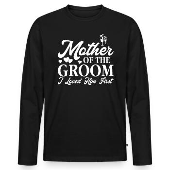Mère du marié - T-shirt manches longues Premium bio Homme - noir - Devant - Nico (187cm)