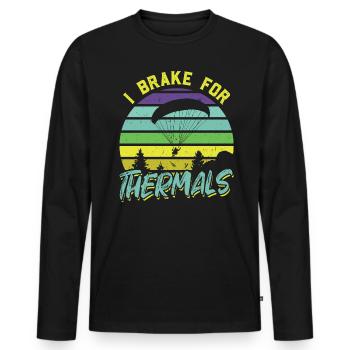 I brake for thermals - paragliding - Men's Premium Organic Long Sleeve Shirt - black - Front - Nico (187cm)