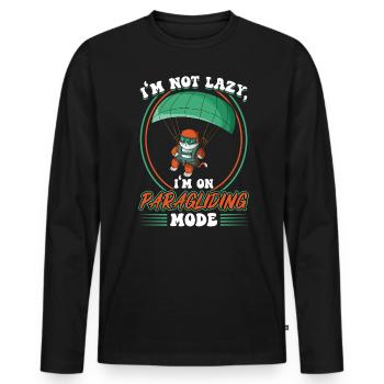 I'm Not Lazy - I'm In Paragliding Mode - Men's Premium Organic Long Sleeve Shirt - black - Front - Nico (187cm)