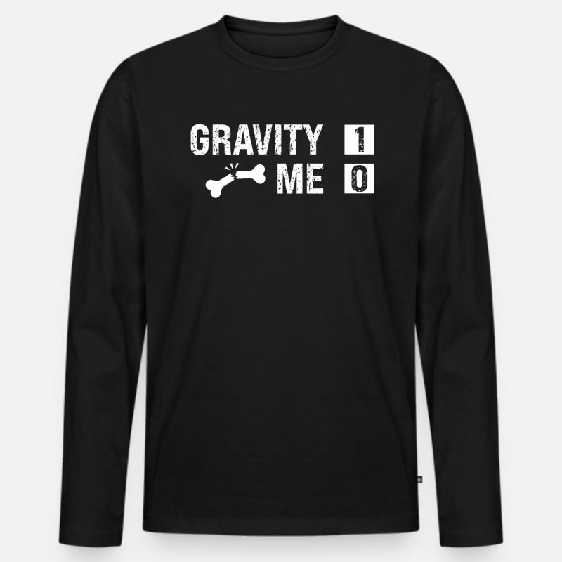 Gravity Vs Me - Knochenbruch - Männer Premium Bio Langarmshirt - Schwarz