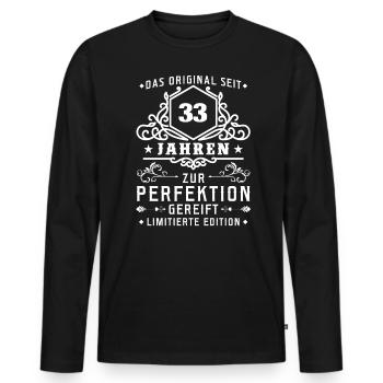 33 Jahre zur Perfektion gereift - 33. Geburtstag - Männer Premium Bio Langarmshirt - Schwarz - Vorne - Nico (187cm)