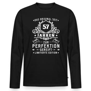 57 Jahre zur Perfektion gereift - 57. Geburtstag - Männer Premium Bio Langarmshirt - Schwarz - Vorne - Nico (187cm)