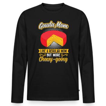 Gouda Mom - but with more cheese lust - Men's Premium Organic Long Sleeve Shirt - black - Front - Nico (187cm)