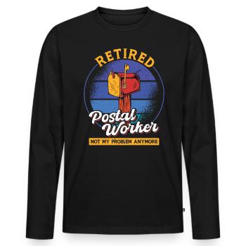 Postier à la retraite - T-shirt manches longues Premium bio Homme - noir - Devant - Nico (187cm)
