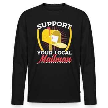 Soutenez votre facteur local - T-shirt manches longues Premium bio Homme - noir - Devant - Nico (187cm)