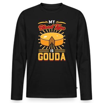 My blood type is Gouda - Men's Premium Organic Long Sleeve Shirt - black - Front - Nico (187cm)