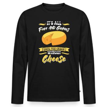 Everything is fine until you order without cheese - Men's Premium Organic Long Sleeve Shirt - black - Front - Nico (187cm)