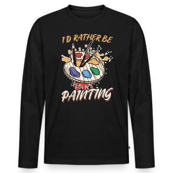 Je préfère peindre - peintre - T-shirt manches longues Premium bio Homme - noir - Devant - Nico (187cm)