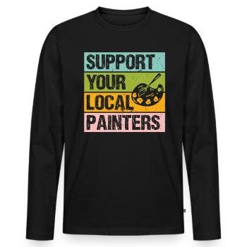 Unterstützen Sie Ihre Lokalen Maler - Männer Premium Bio Langarmshirt - Schwarz - Vorne - Nico (187cm)
