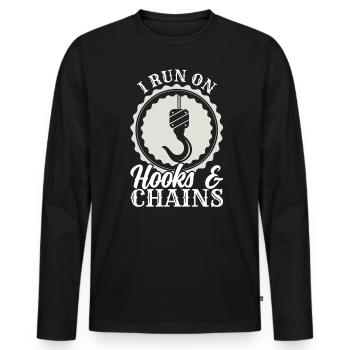 Ich Fahre Auf Haken & Ketten Abschleppwagenfahrer - Männer Premium Bio Langarmshirt - Schwarz - Vorne - Nico (187cm)