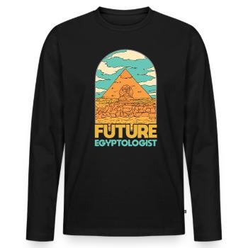 Zukünftiger Ägyptologe - Männer Premium Bio Langarmshirt - Schwarz - Vorne - Nico (187cm)