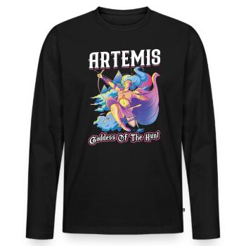 Artémis - Déesse de la chasse - T-shirt manches longues Premium bio Homme - noir - Devant - Nico (187cm)