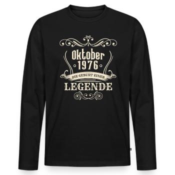 Oktober 1976 - Die Geburt einer Legende - Männer Premium Bio Langarmshirt - Schwarz - Vorne - Nico (187cm)