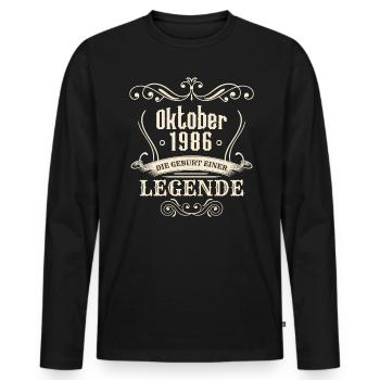 Oktober 1986 - Die Geburt einer Legende - Männer Premium Bio Langarmshirt - Schwarz - Vorne - Nico (187cm)