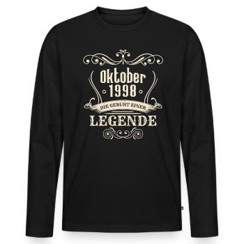 Oktober 1998 - Die Geburt einer Legende - Männer Premium Bio Langarmshirt - Schwarz - Vorne - Nico (187cm)
