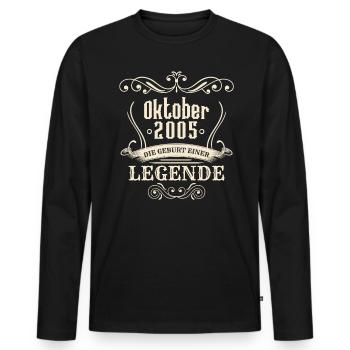 Oktober 2005 - Die Geburt einer Legende - Männer Premium Bio Langarmshirt - Schwarz - Vorne - Nico (187cm)