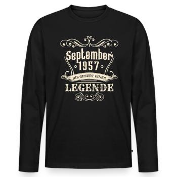 Septembre 1957 - La naissance d’une légende - T-shirt manches longues Premium bio Homme - noir - Devant - Nico (187cm)