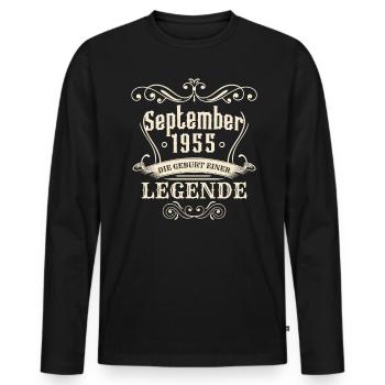 September 1955 - The birth of a legend - Men's Premium Organic Long Sleeve Shirt - black - Front - Nico (187cm)