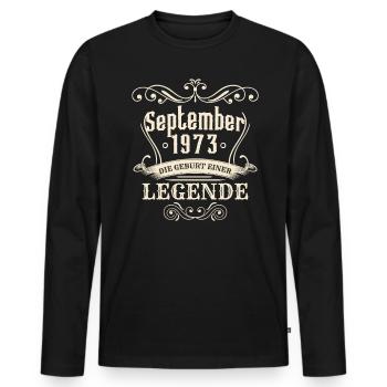 September 1973 - Die Geburt einer Legende - Männer Premium Bio Langarmshirt - Schwarz - Vorne - Nico (187cm)