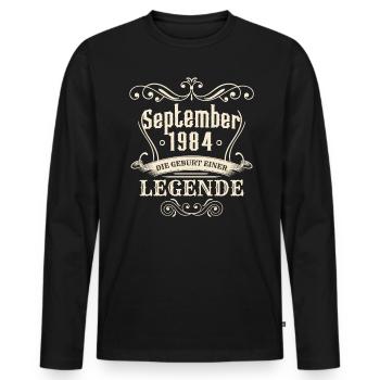 September 1984 - The birth of a legend - Men's Premium Organic Long Sleeve Shirt - black - Front - Nico (187cm)