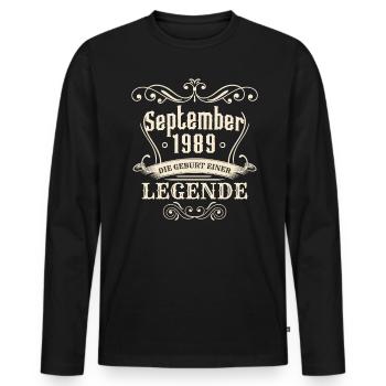 September 1989 - The birth of a legend - Men's Premium Organic Long Sleeve Shirt - black - Front - Nico (187cm)