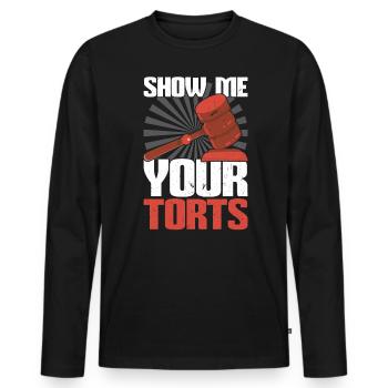 Zeig Mir Deine Unerlaubten Handlungen Jurastudent - Männer Premium Bio Langarmshirt - Schwarz - Vorne - Nico (187cm)