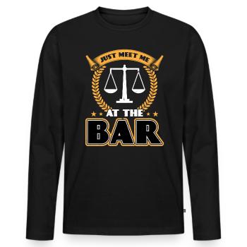 Just meet me at the bar - Law student - Men's Premium Organic Long Sleeve Shirt - black - Front - Nico (187cm)