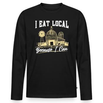 Ich Esse Lokal, Weil Ich Kann - Männer Premium Bio Langarmshirt - Schwarz - Vorne - Nico (187cm)