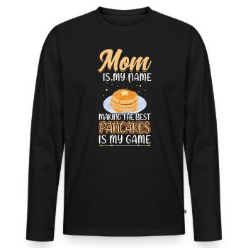 Mom makes the best pancakes - Men's Premium Organic Long Sleeve Shirt - black - Front - Nico (187cm)
