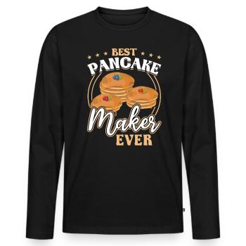 Meilleure crêpière de tous les temps - T-shirt manches longues Premium bio Homme - noir - Devant - Nico (187cm)