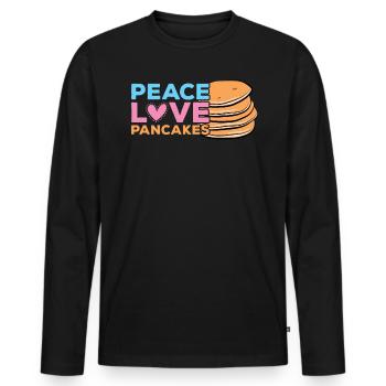 Paix - Amour - Crêpes - Pancake makers - T-shirt manches longues Premium bio Homme - noir - Devant - Nico (187cm)