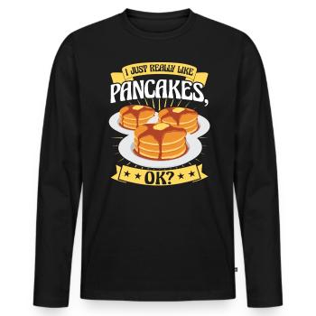 J’aime beaucoup les crêpes - T-shirt manches longues Premium bio Homme - noir - Devant - Nico (187cm)