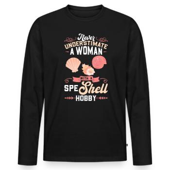Frau Mit Einem Speshell-hobby - Muschel - Männer Premium Bio Langarmshirt - Schwarz - Vorne - Nico (187cm)