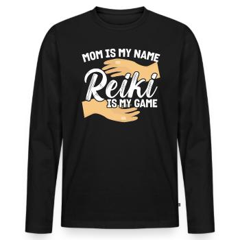 Mama Ist Mein Name - Reiki Ist Mein Spiel - Männer Premium Bio Langarmshirt - Schwarz - Vorne - Nico (187cm)