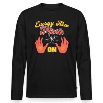 Energieflussmodus Ein - Reiki-praktizierender - Männer Premium Bio Langarmshirt - Schwarz - Vorne - Nico (187cm)