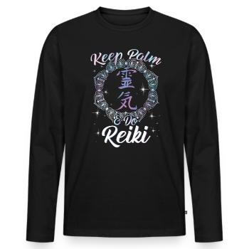 Hold the palm of your hand and do Reiki - Men's Premium Organic Long Sleeve Shirt - black - Front - Nico (187cm)
