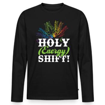 Holy Energy Shift - Praticien de Reiki - T-shirt manches longues Premium bio Homme - noir - Devant - Nico (187cm)