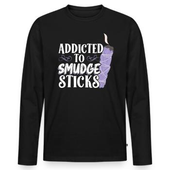 Süchtig Nach Räucherstäbchen Reiki-praktizierender - Männer Premium Bio Langarmshirt - Schwarz - Vorne - Nico (187cm)