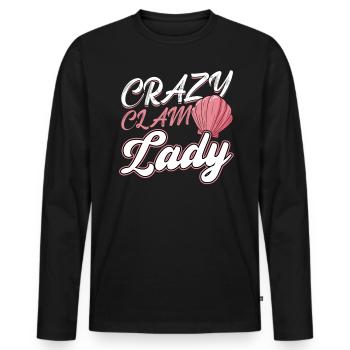 Crazy Clam Lady - Muschelschälen - Männer Premium Bio Langarmshirt - Schwarz - Vorne - Nico (187cm)