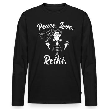 Papa Ist Mein Name - Reiki Ist Mein Spiel - Männer Premium Bio Langarmshirt - Schwarz - Vorne - Nico (187cm)
