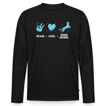 Frieden - Liebe - Dock-tauchen - Männer Premium Bio Langarmshirt - Schwarz - Vorne - Nico (187cm)