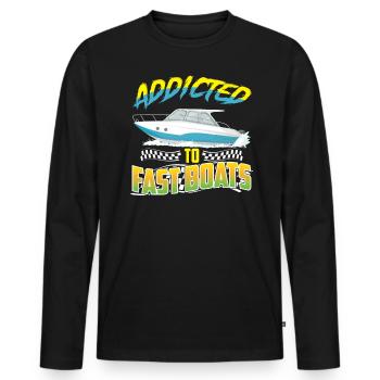 Accro aux bateaux rapides - Drag Boat Racing - T-shirt manches longues Premium bio Homme - noir - Devant - Nico (187cm)